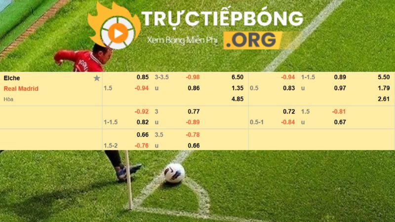 Bảng kèo Elche vs Real Madrid 03h00 ngày 24/11/2025 (La Liga)